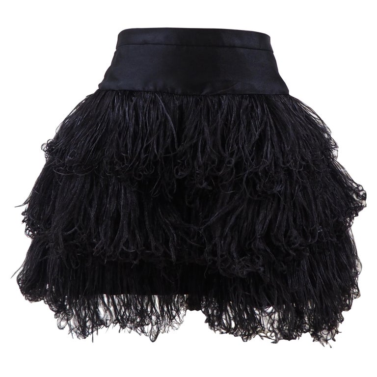 Moschino black feathers skirt For Sale at 1stDibs