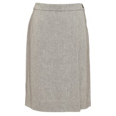 HERMES Skirt Brown Straight Pencil Classic Linen Sz 42 VINTAGE NWT