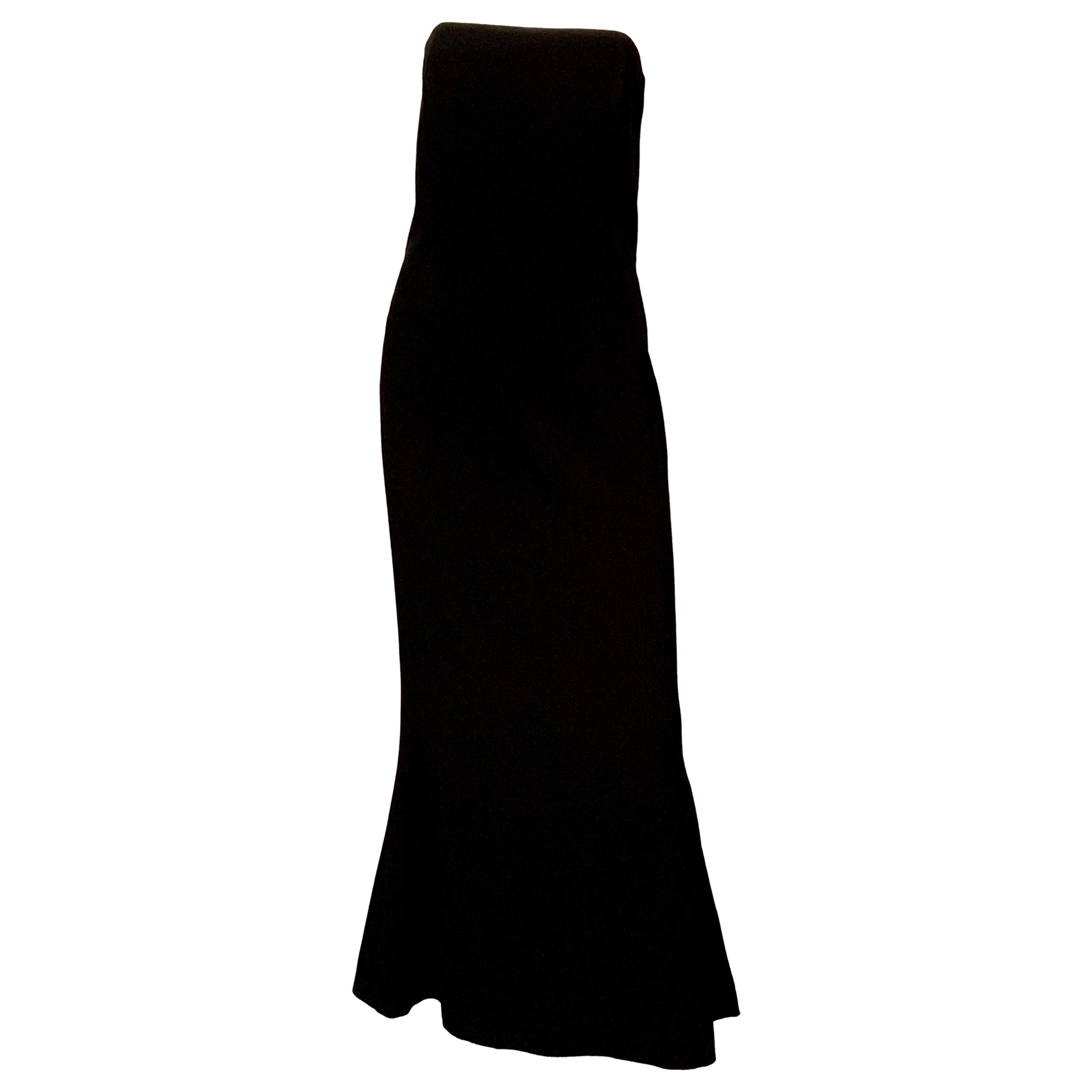 Carolina Herrera Strapless Black Silk Evening Dress For Sale