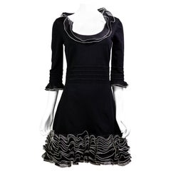 Alexander McQueen Silk / Viscose Ruffle Monochrome Dress - New With Tags 