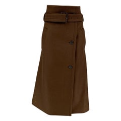 THE ROW Size XS Brown Wool Polyamide Benito Belted Paperbag Skirt