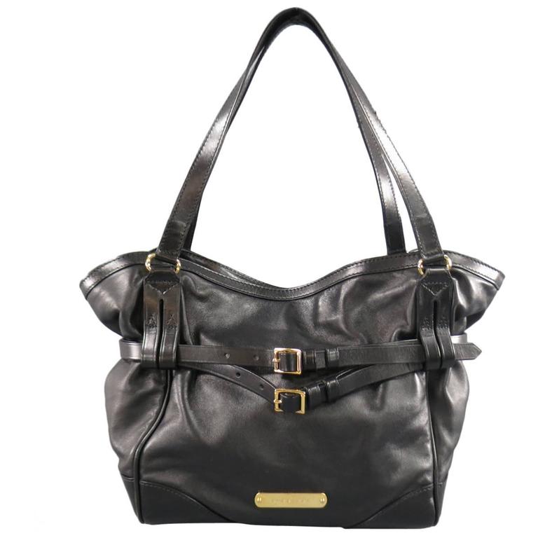Vintage Burberry Handbag - Black Leather Shoulder Handbag – Harkensback