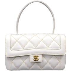 Chanel 9" Flap White Leather Wild Stich Hand Bag 8