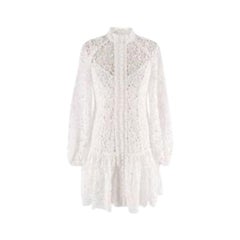 Zimmermann - Mini robe blanche Empire en dentelle guipure