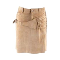 Dior vintage Galliano camel suede strappy buckle mini skirt
