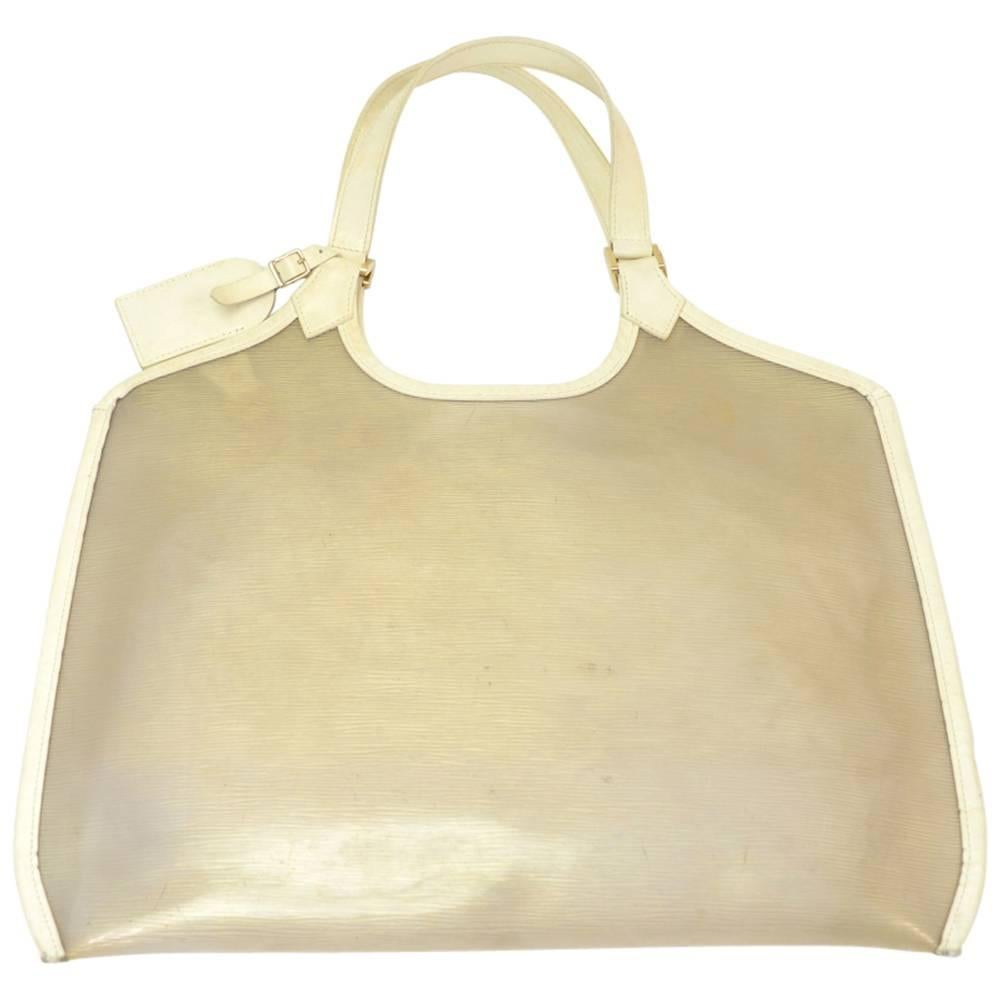 Louis Vuitton Plague Lagoon White Vinyl Beach Tote Hand Bag For Sale