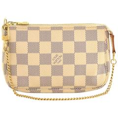 Retro Louis Vuitton Mini Pochette Accessories Damier Azur Canvas Pouch Bag