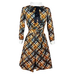 Little dress by Michel Goma for Jean Patou in checked silk moire Circa 1965