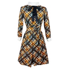 Vintage Little dress by Michel Goma for Jean Patou in checked silk moire Circa 1965