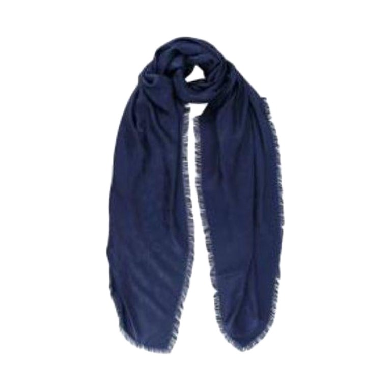 Louis Vuitton Blue Nuit Limited Edition Chale Monogram Silk and Wool Rock  Shawl For Sale at 1stDibs