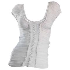 Roberto Cavalli 1990s White Silk Chiffon + Crochet Beautiful Vintage Angelic Top 7
