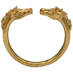 CHLOE Gold Tone Double Horse Head Bangle Bracelet