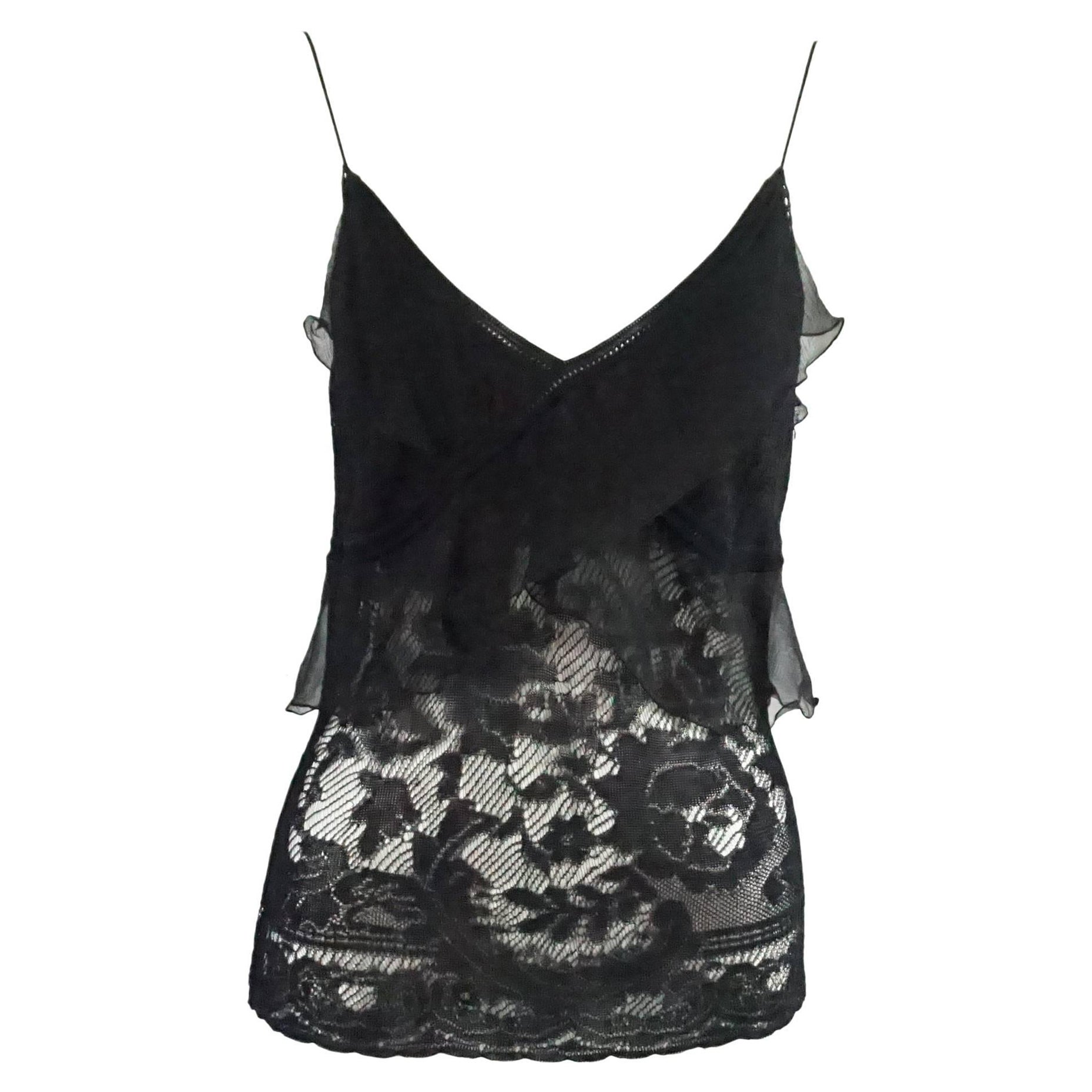 Christian Dior Black Lace Camisole Top - French 40 