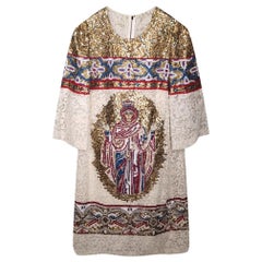 2013 DOLCE and GABBANA WEISSE SEQUIN und LACE CATHOLIC CHURCH THEMES Gr. IT 38