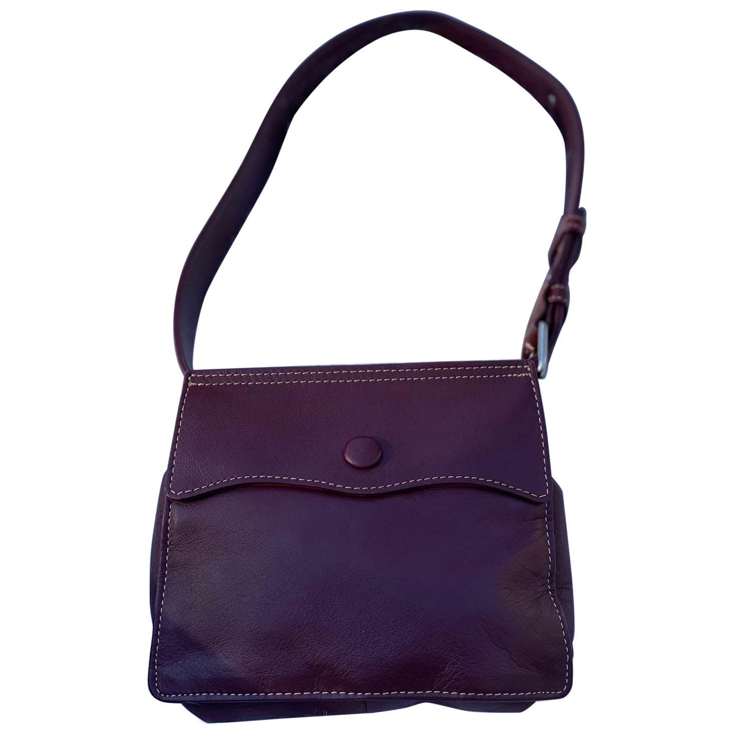 RARE Vintage Jean Paul Gaultier Burgundy Leather Waist Belt Bum Bag Fanny Pack  For Sale
