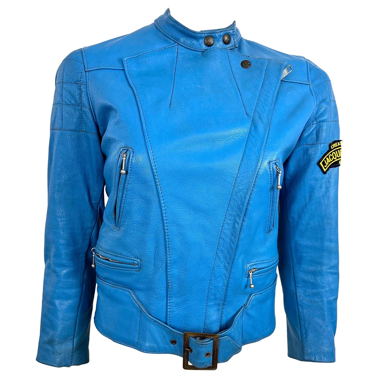 Rare Jacques Icek biker leather jacket from the 70s For Sale