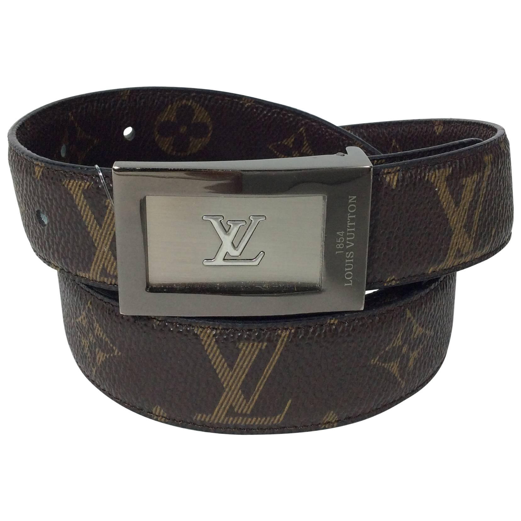 Louis Vuitton Brown Leather Reversible LV Pattern Belt