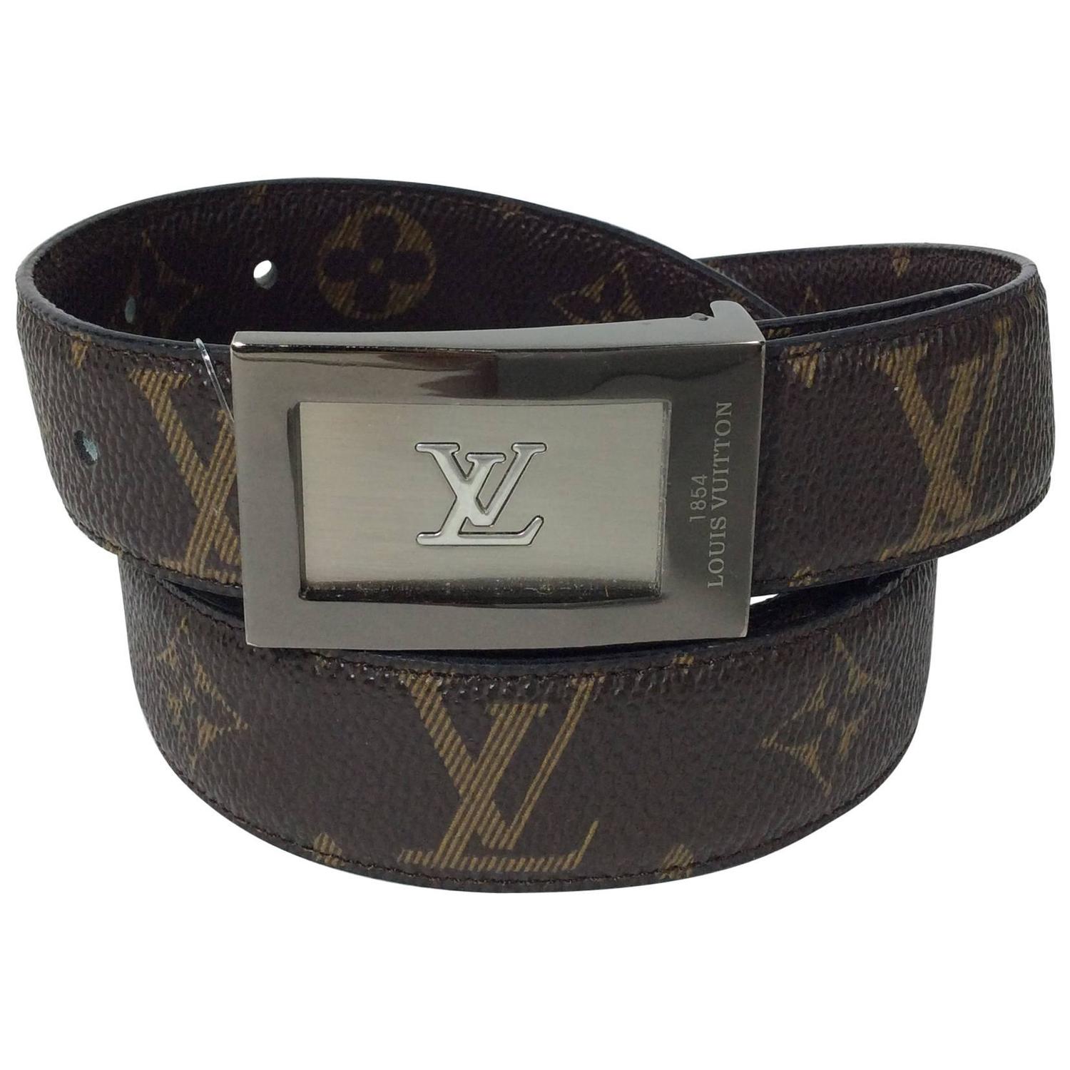 Louis Vuitton Brown Leather Reversible LV Pattern Belt at 1stdibs