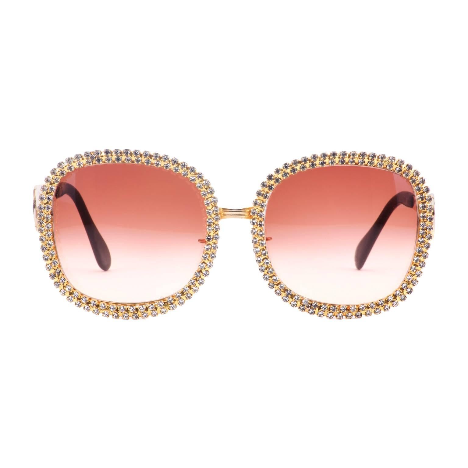 Vintage Luxury Eyeglasses Rhinestone Crystals Tura Sunglasses, Italia For Sale
