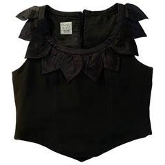 Vintage 1990s  Moschino Cheap and Chic Petals Black Corset Top