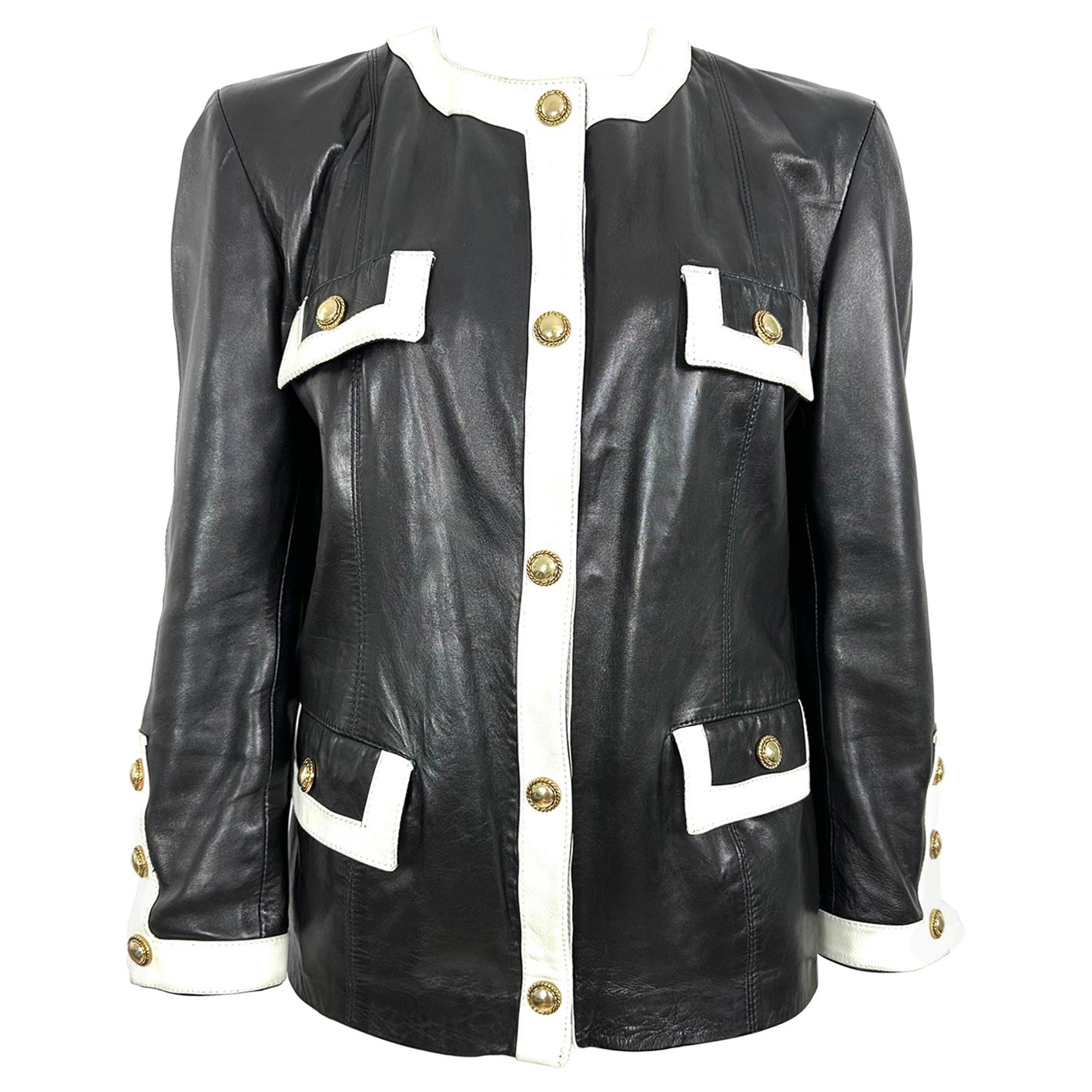 Pellessimo vintage black and white lamb leather jacket