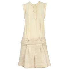 Balenciaga Cream Box Pleat Dress 2006 7
