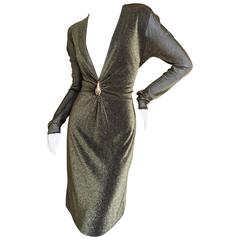 Gucci by Tom Ford Low Cut Gold Dress with Dragon Detail at 1stDibs