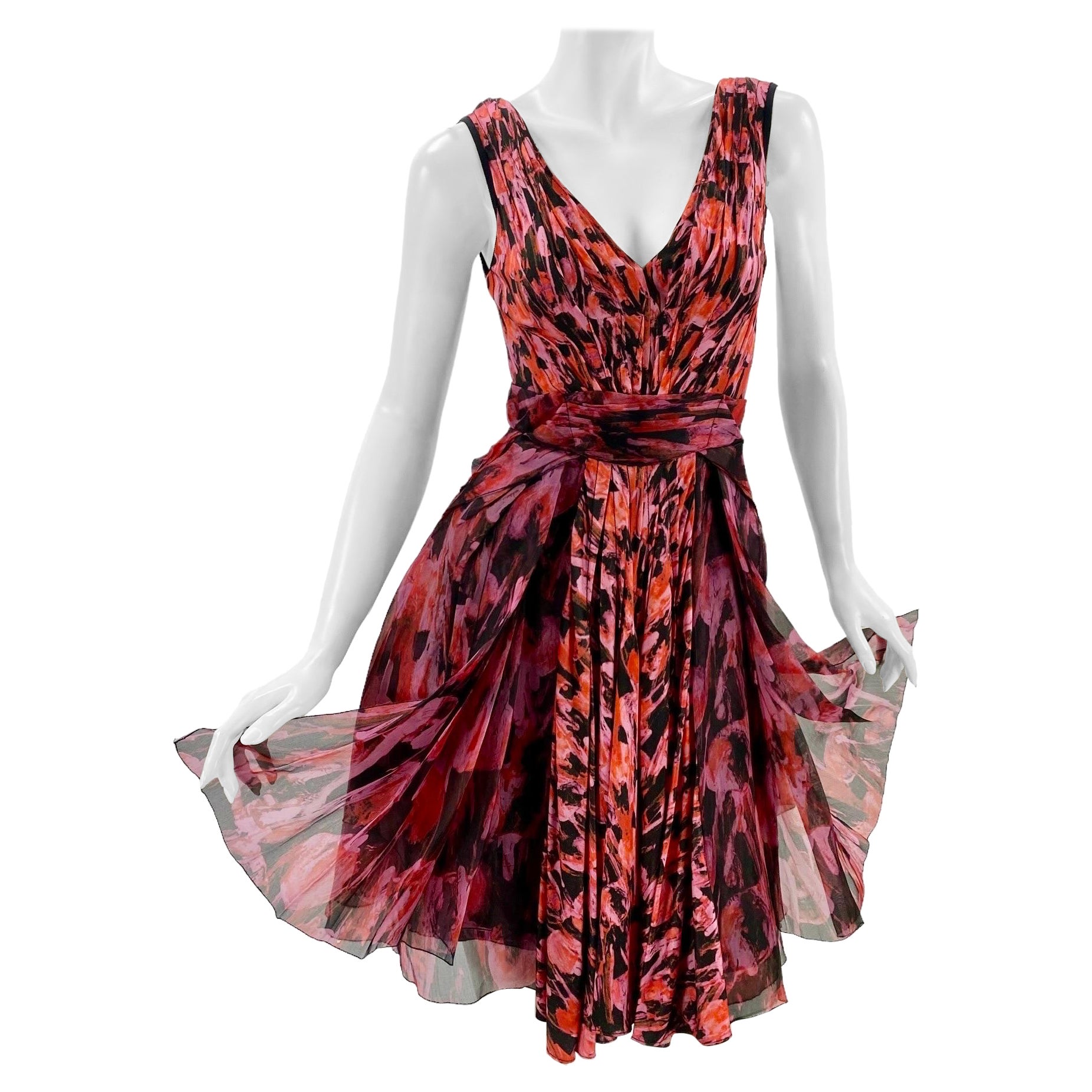 Zac Posen Floral Print Pink Dress as seen on magazine cover size 6