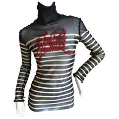 Jean Paul Gaultier Sheer Nautical Stripe Top with JPG Signature Script