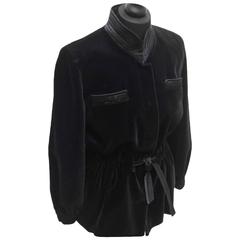 Valentino Boutique Vintage (1985) Black Velvet Ladies Jacket with Black Silk det