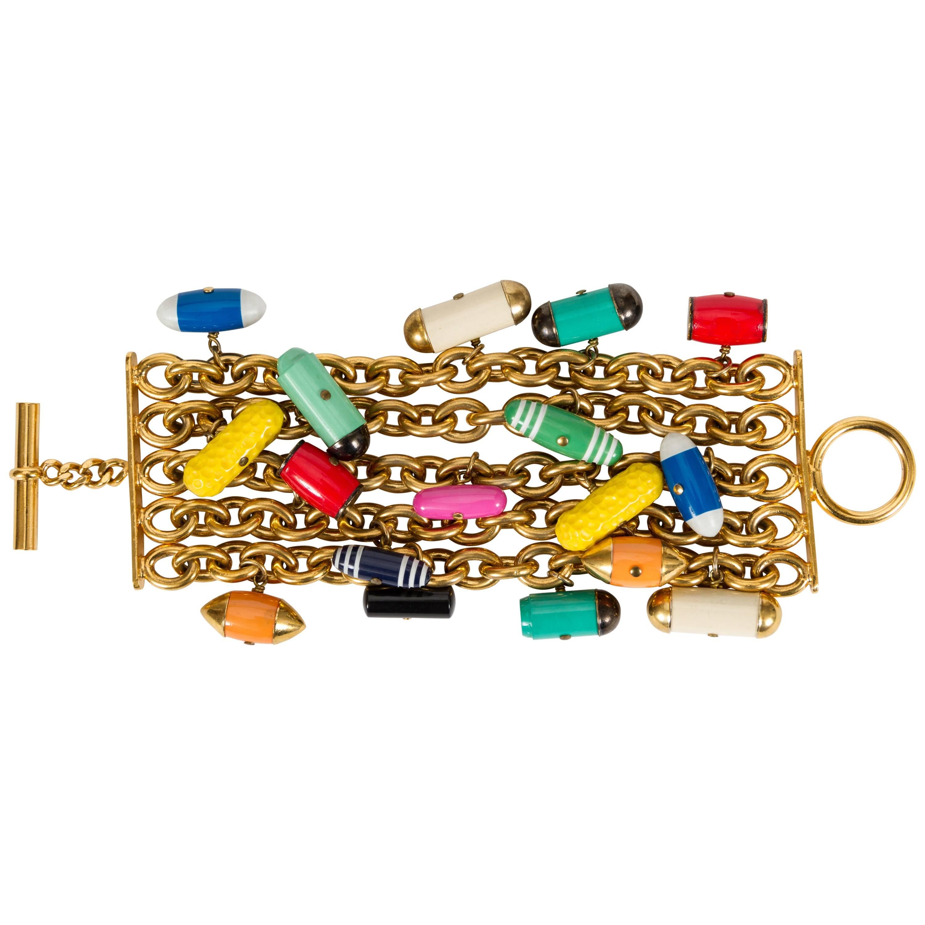 Chanel Gold Collectible Pills Chain Bracelet
