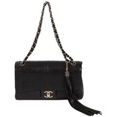 Chanel Black Python Tassel Single Flap Bag