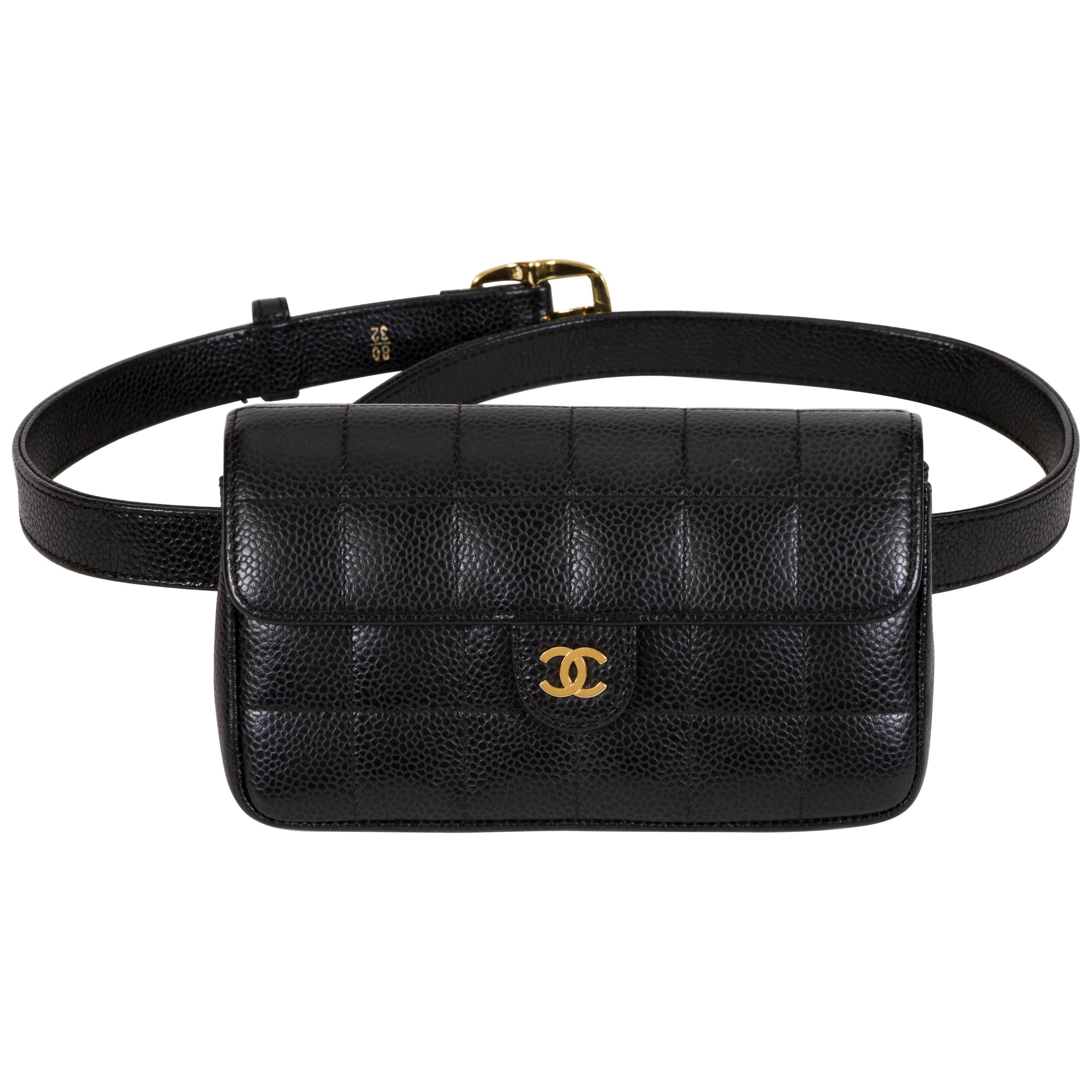 Chanel Black Caviar Quilted Fanny Belt Pack Bag