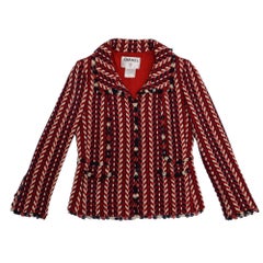 Chanel Red Tri-Color Tweed Balzer With CC Logo Trim-38