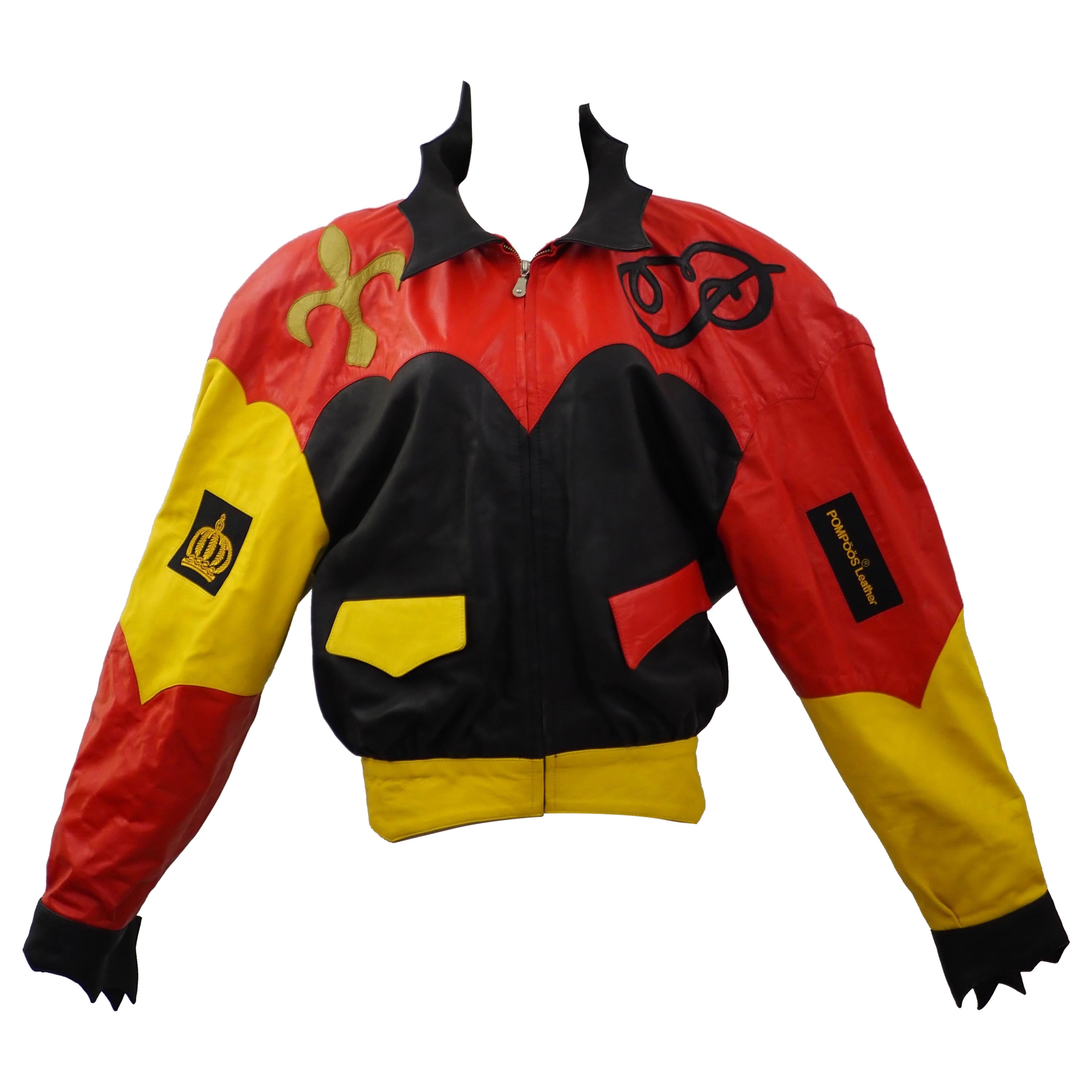 Pompoos Multicoloured leather bomber jacket
