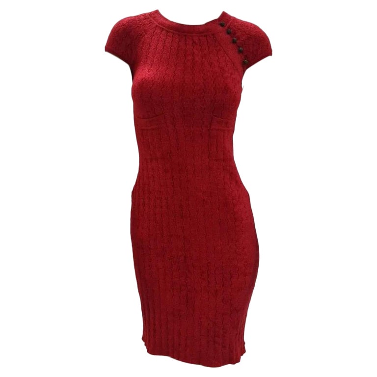 CHANEL Red 2010 SHANGHAI Knit Dress For Sale at 1stDibs