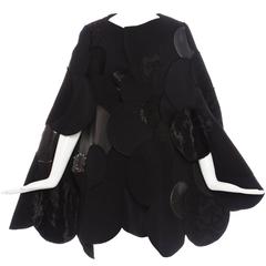Junya Watanabe Comme des Garcons Black Wool Sequin Leather Cape, Fall 2014 9