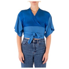 Vintage 1980S GIANFRANCO FERRE Powdered Blue Silk Blouse