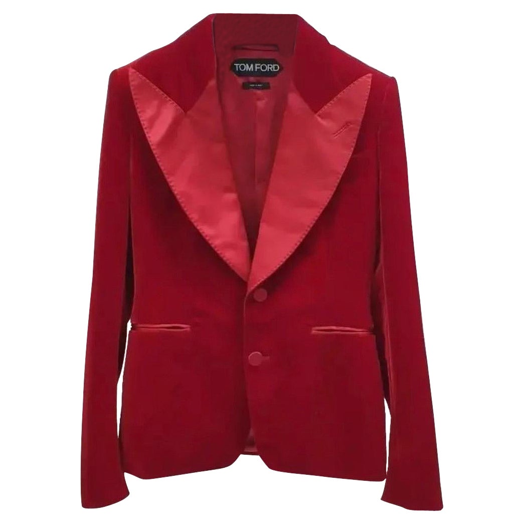TOM FORD Shelton Shawl Collar Velvet Red Sport Coat Tuxedo Dinner Jacket