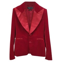 Used TOM FORD Shelton Shawl Collar Velvet Red Sport Coat Tuxedo Dinner Jacket