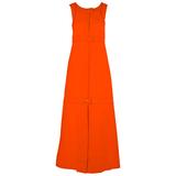 1960s Courreges Haute Couture Orange A-line Sleeveless Wool Maxi Dress