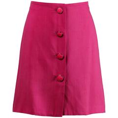 Gianni Versace Couture 1990s Vintage Pink Silk Skirt with Medusa Buttons