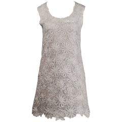 Moschino Vintage 1990s Gray Beaded Crochet Lace Shift Dress 9