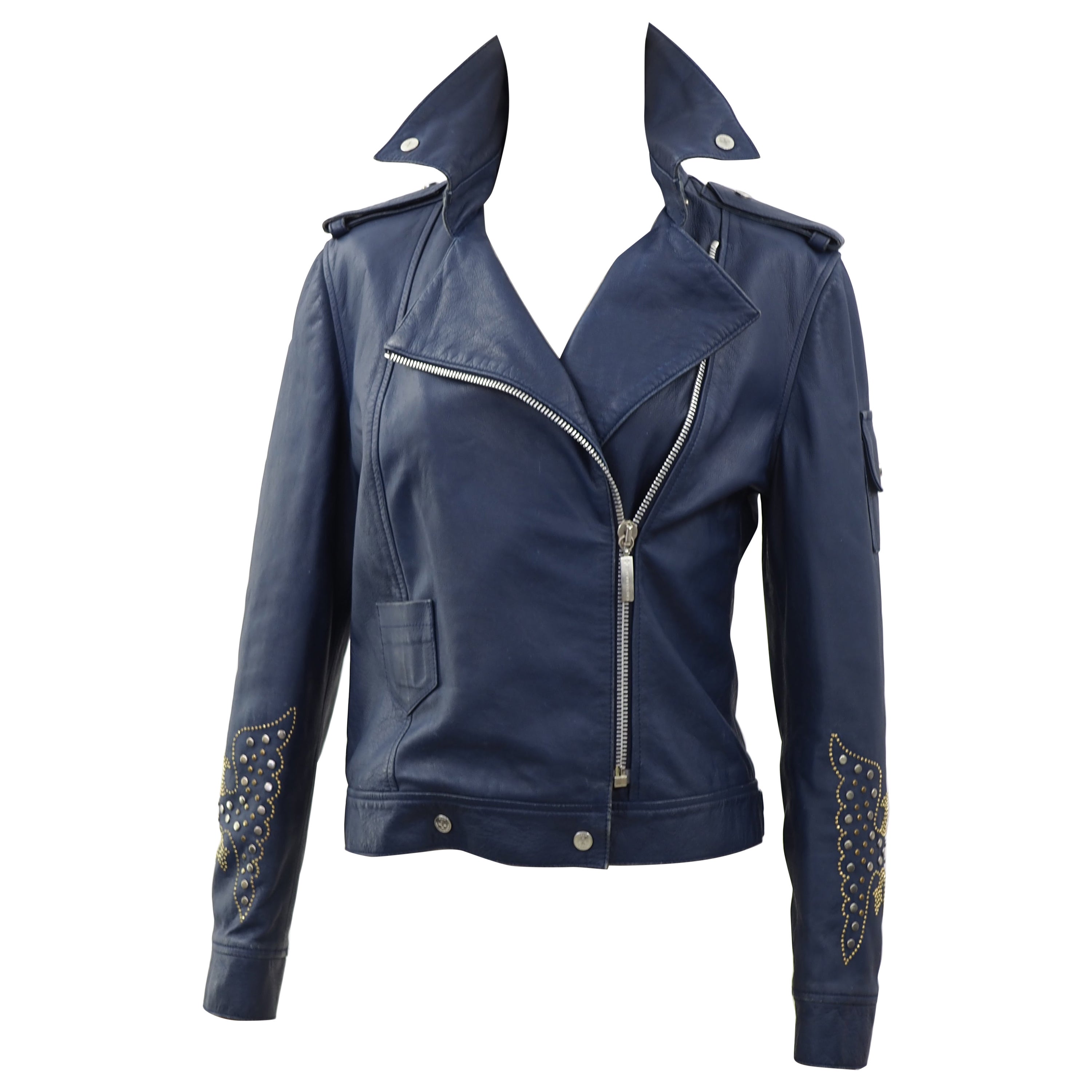 J. C. de Castelbajac blue leather jacket