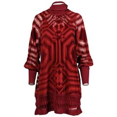 Jean Paul Gaultier Burgundy Op Art Burnout Velvet Sheer Mesh Dress