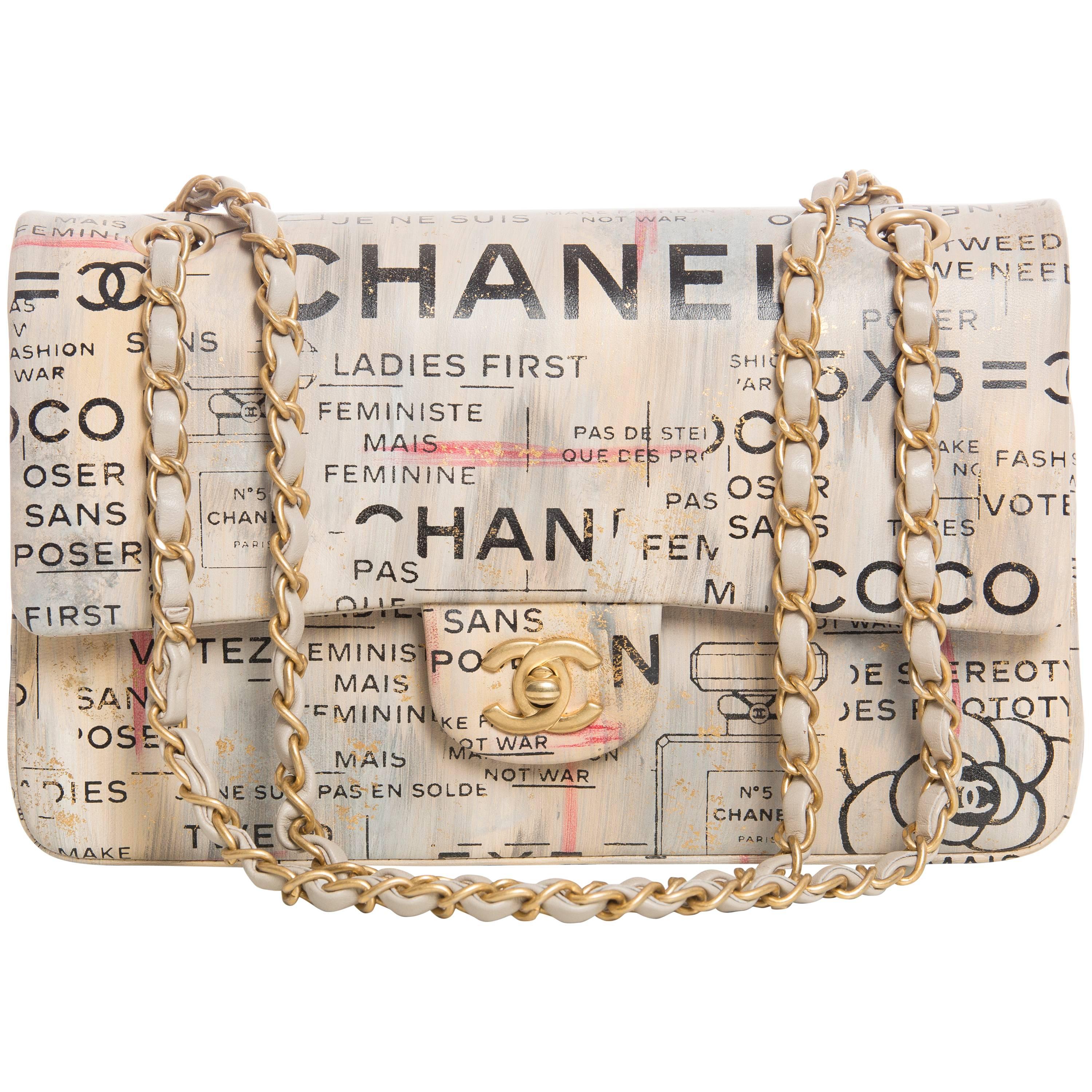 Chanel Limited Edition Graffiti Newspaper Print Double Flap Bag, Spring 2015