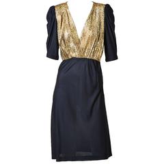 Yves Saint Laurent Jersey and Gold Lame Dress