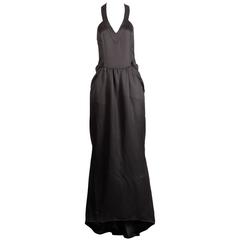 Fendi 365 for Neiman Marcus Vintage 1970s Black Evening Gown with Back Train