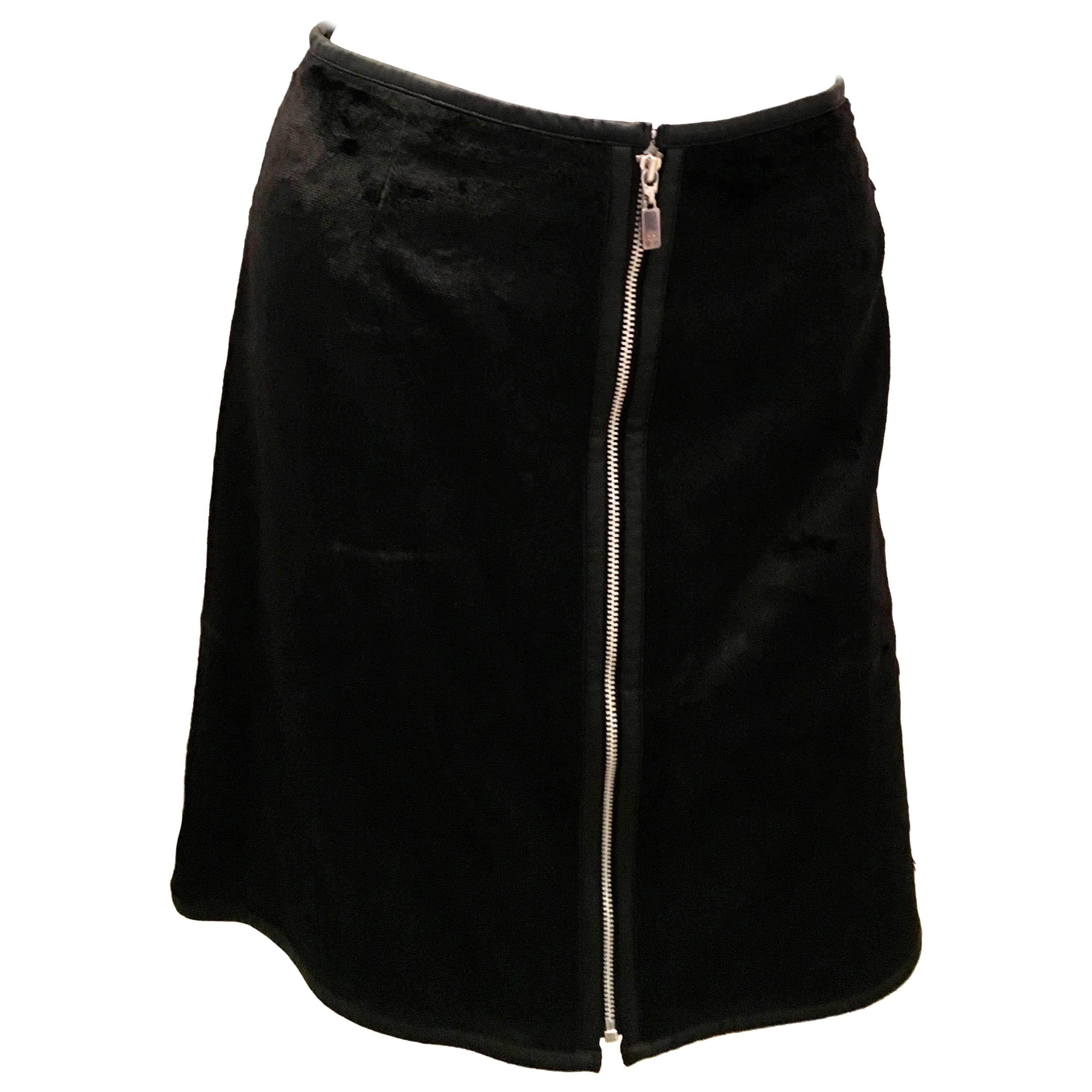 Courreges Black Mini Skirt Faux Fur  Mod For Sale