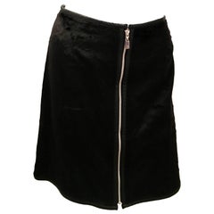 Courreges Black Mini Skirt Faux Fur  Mod